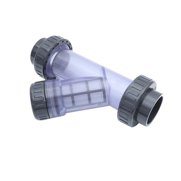 1/2"-4" Flanged Clear Transparent UPVC PVC Y Type filter valve strainer for chemical industry pipe