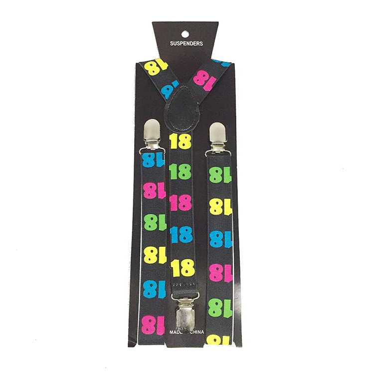 Customized Wholesale Neutral Population 2.5Cm 18 Age Birthday Suspenders