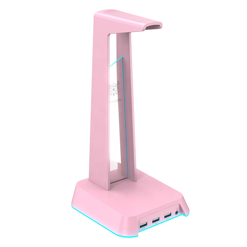 ONIKUMA ST-2 Pink RGB Gaming Headset Stand Gamer 2 In 1 Acrylic Headphone Stand With USB Charger
