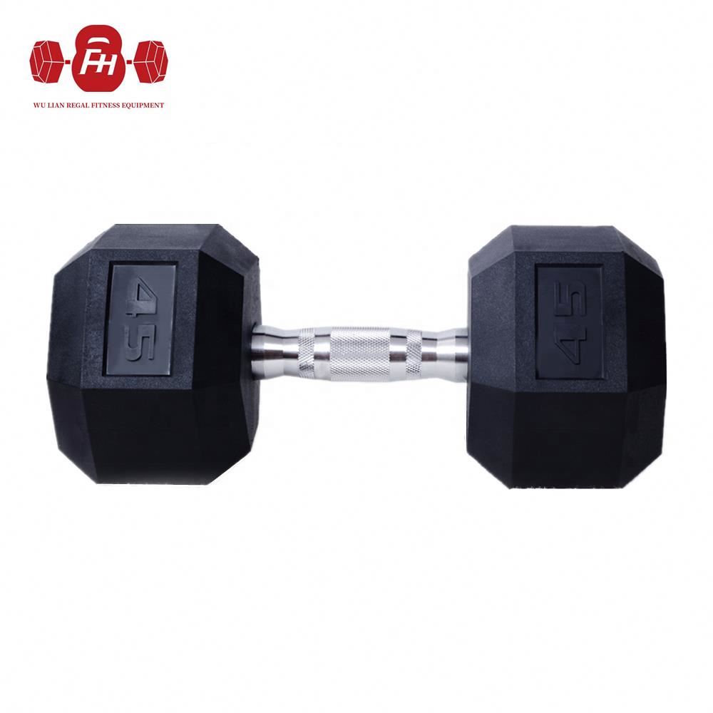 Gym Equipment Fixed Black Rubber 5 KG-50 KG Coated Hex Dumbbell Weight Lifting PVC Hex Dumbbell
