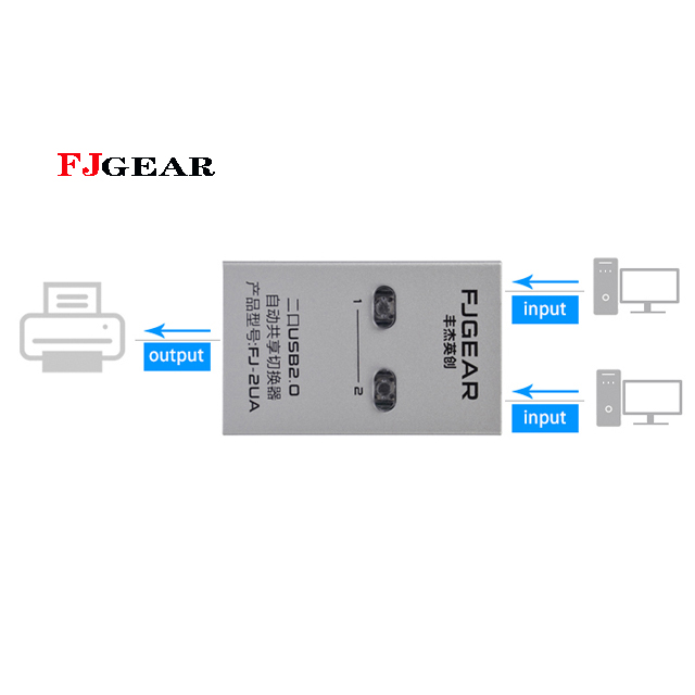 Горячий usb 2,0 переключатель FJGEAR с 2 портами, горячая клавиша компьютера 2,0, принтер с автоматическим переключателем