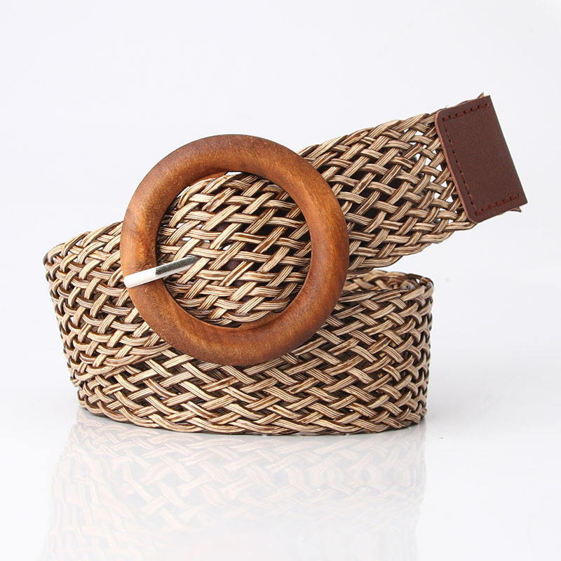 OEM Hot selling Bohemia High Quality PU Fashion Beauty Strech Beach Woven Braided Women Belt for Jean