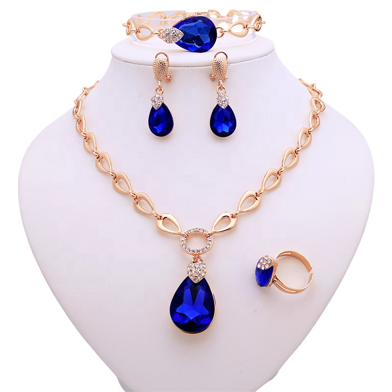 Elegant 4pcs alloy 'jewelery' set gift plated gold 18k set 'jewelery' luxury set of jewellery women luxury wholesale