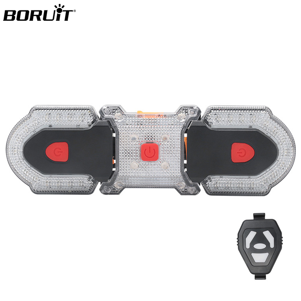 Беспроводной Перезаряжаемый USB-сигнал поворота BORUiT для велосипеда с дистанционным управлением, задний водонепроницаемый съемный задний фонарь для велосипеда
