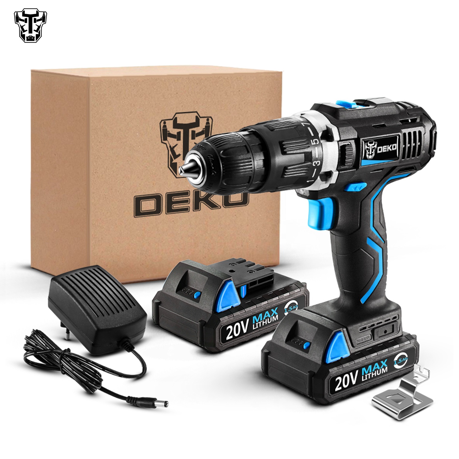 DEKO GCD20DU3 SET2 20V 1500 мА/ч, бытовой Деревообработка литий-ионная аккумуляторная батарея аккумуляторная дрель шуруповерт инструмент переменная скорость Ударная дрель