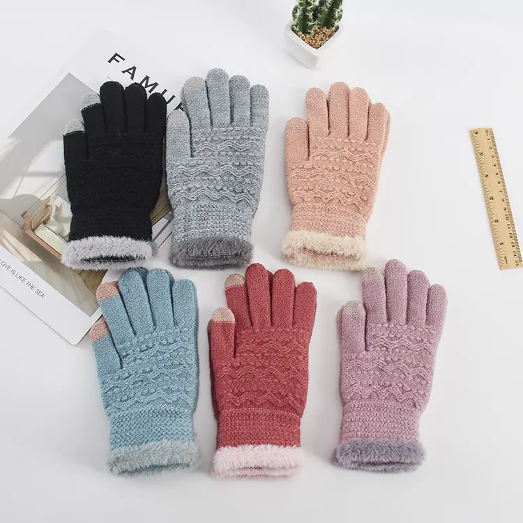 Зимние новые плюшевые перчатки с сенсорным экраном для женщин утолщенные теплые перчатки