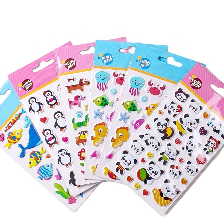 Animal Puffy Stickers Stickers On Stock Number/Alphabet/Dinosaurs and Stars Pop Up Sticker