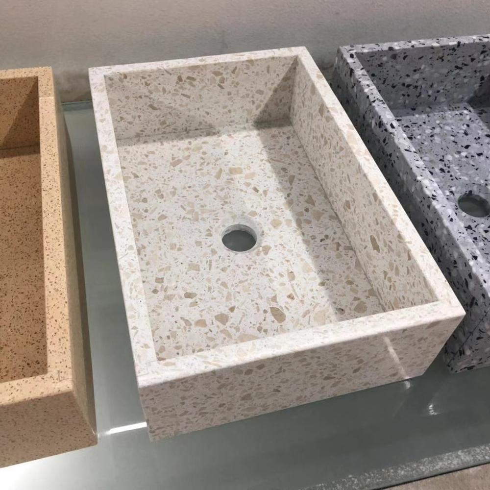 Цементная квадратная раковина Terrazzo для ванной комнаты