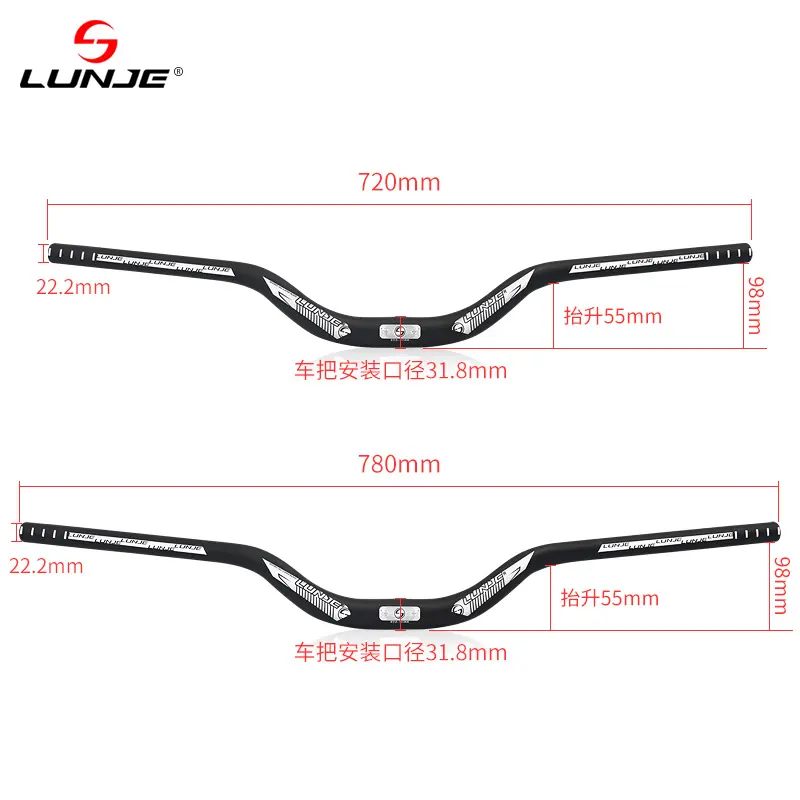 Wholesale Good Quality Alloy Bicycle Parts 31.8*720/760/780/800mm MTB Mountain Bike Bicycle Swallow Shape Extra Long Handlebar
