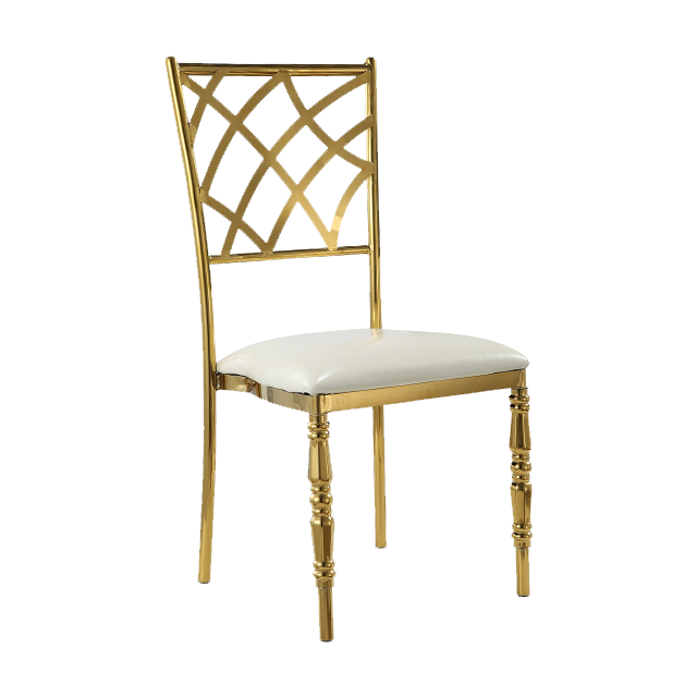 Gold Stackable Hollow Wire Hotel Hall Party Hotel Luxury Wedding Banquet Chairs for Rent