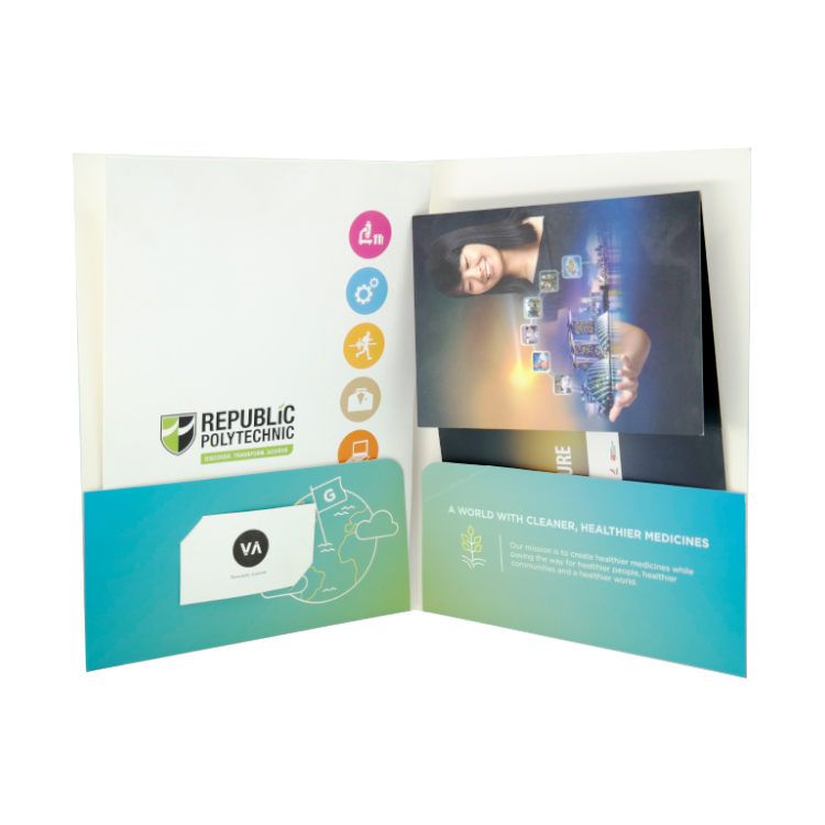 Custom Size Eco Friendly Paper Folders with Card Holder