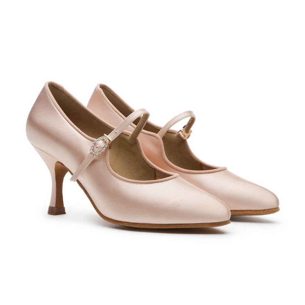 Factory direct sale satin genuine leather material women's latin dance shoes ballroom dance shoes