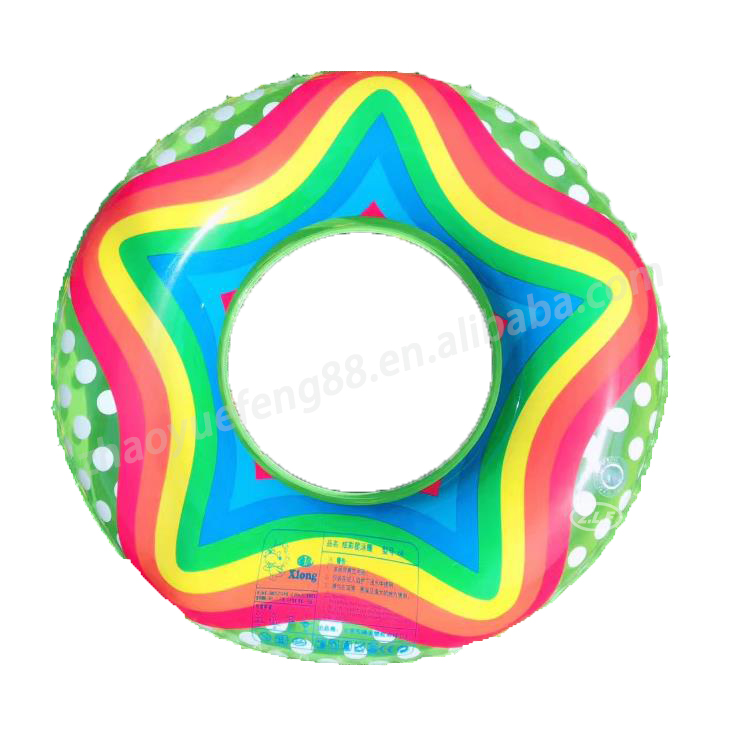 ZLF Inflatable Rainbow Star Swimming Ring Adult Child Pool Floating Air Mattress