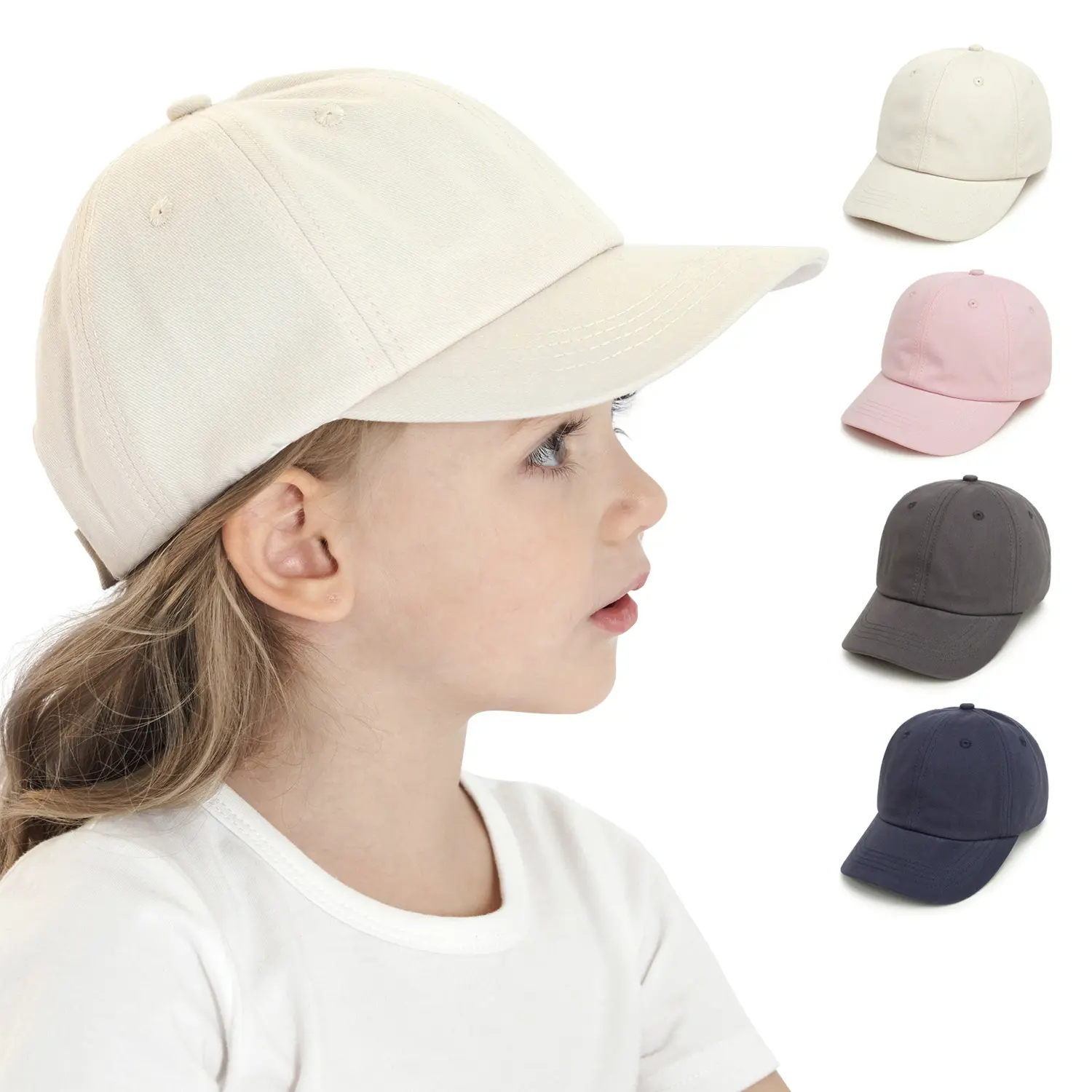 2022 new arrival children hats spring summer pink kids plain baseball cap