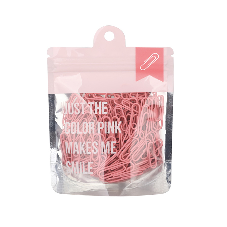 Hot Sale Quality 160pcs 28mm Pink Paperclips Packed in Aluminum Foil Bag planner paperclip
