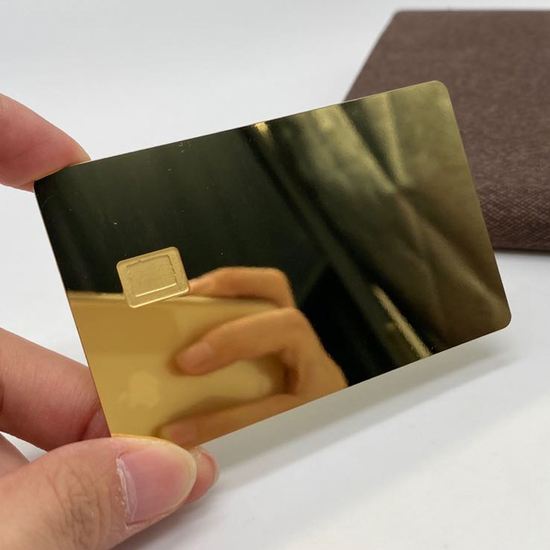Debit Mirror Gold Credit Bank Metal Card with Chip Slot
