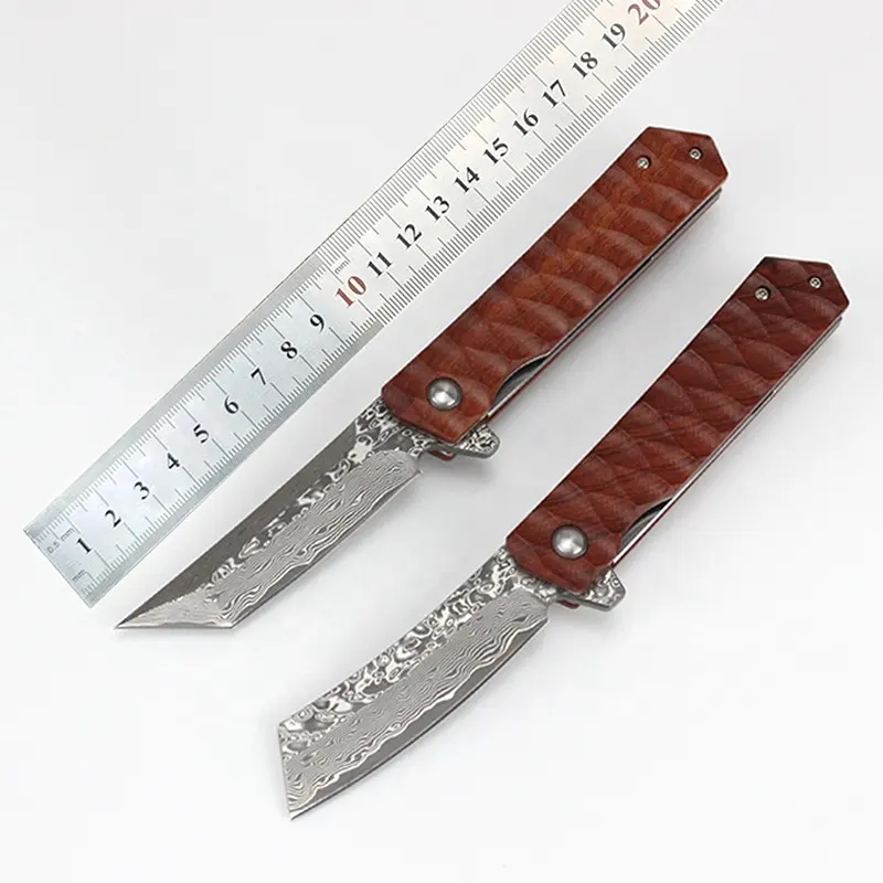 76 layer Damascus steel knife folding blade ball bearing outdoor knife high hardness gift knife collection gift