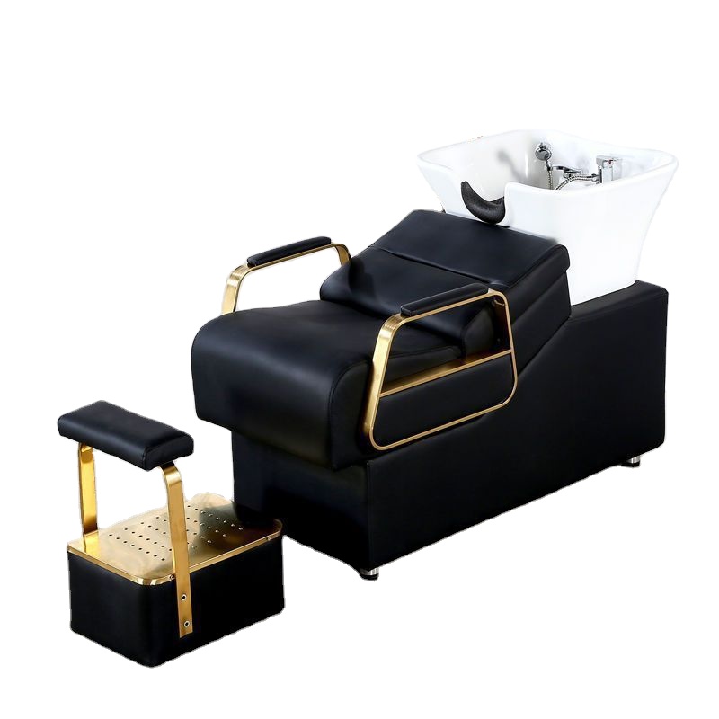 High Quality Hair Salon Furniture Backwash Wash Head Washing Bowls Sink Bed Black Cheap Shampoo Chair For Beauty Salon