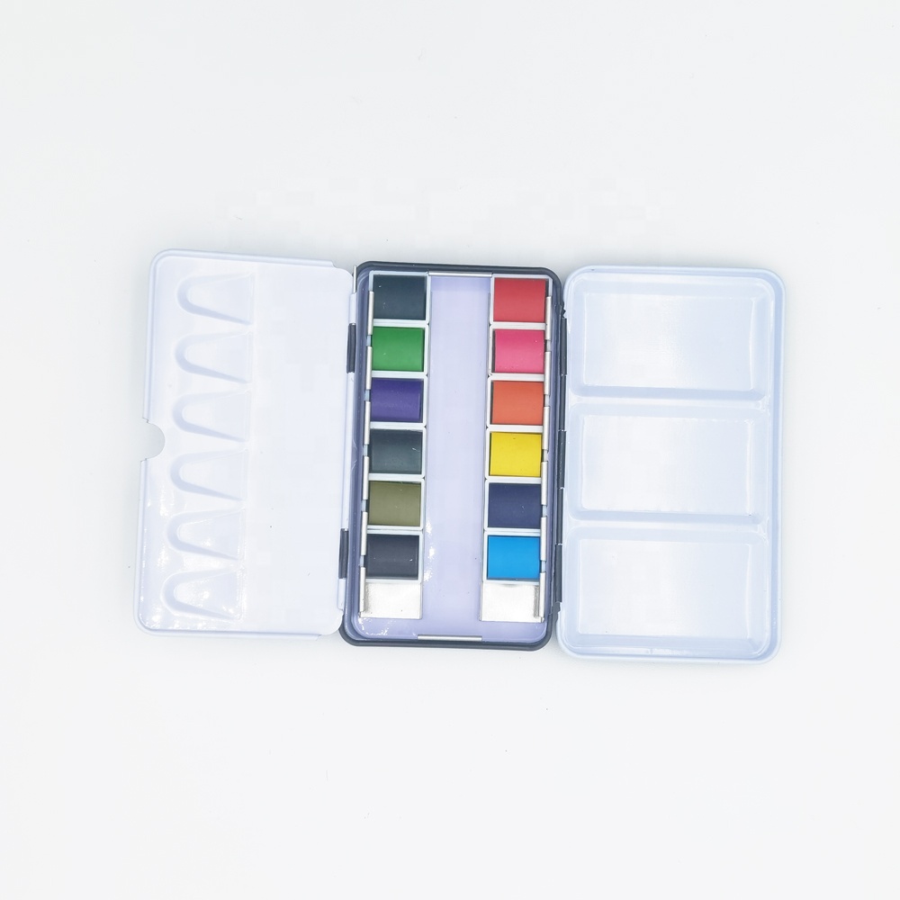 12 Assorted Vibrant Colors Iron Box Watercolor Paint Set