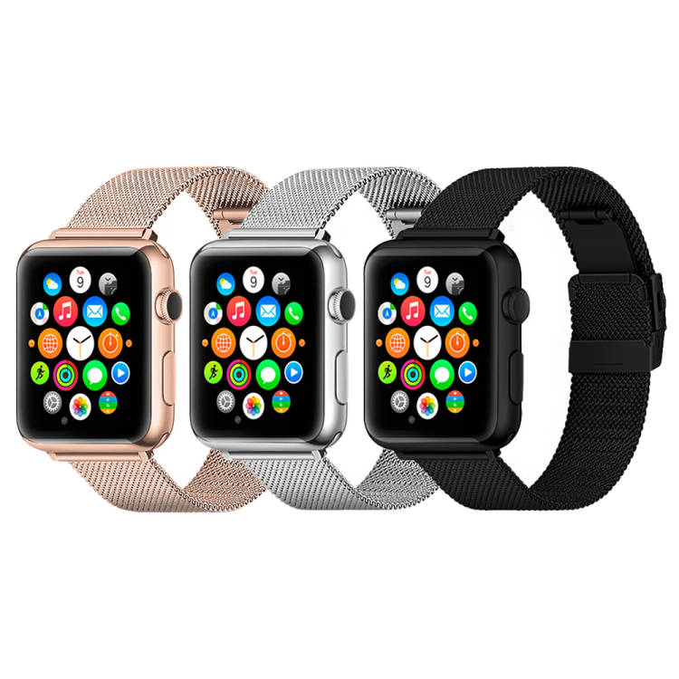 EACHE 44 мм Новый стиль Correas-де-Reloj однотонные Milanes металлическая сетка из нержавеющей стали 42 мм розовое золото ремешок для смарт-часов для Apple