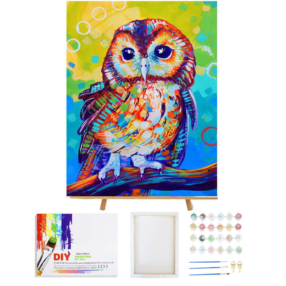 DIY Canvas Painting Paintworks Paint by Number Kits Adults Framed owl customized Paint by Numbers for Kids Beginner