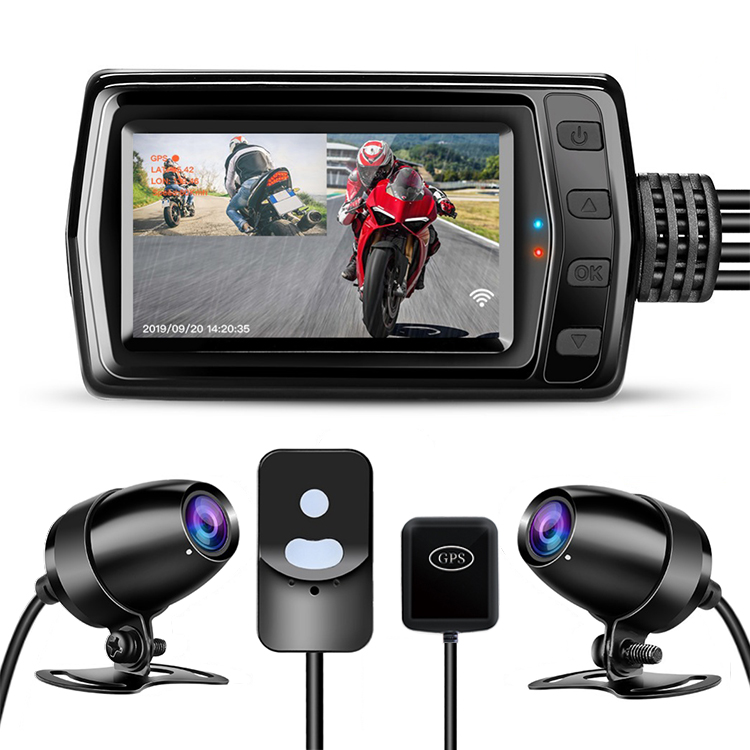 3 Inch IP65 Waterproof Motor dashcam Dual lens FHD 1080P With WiFi GPS Motorcycles Driving Recorder Motorcycle Dvr Camera