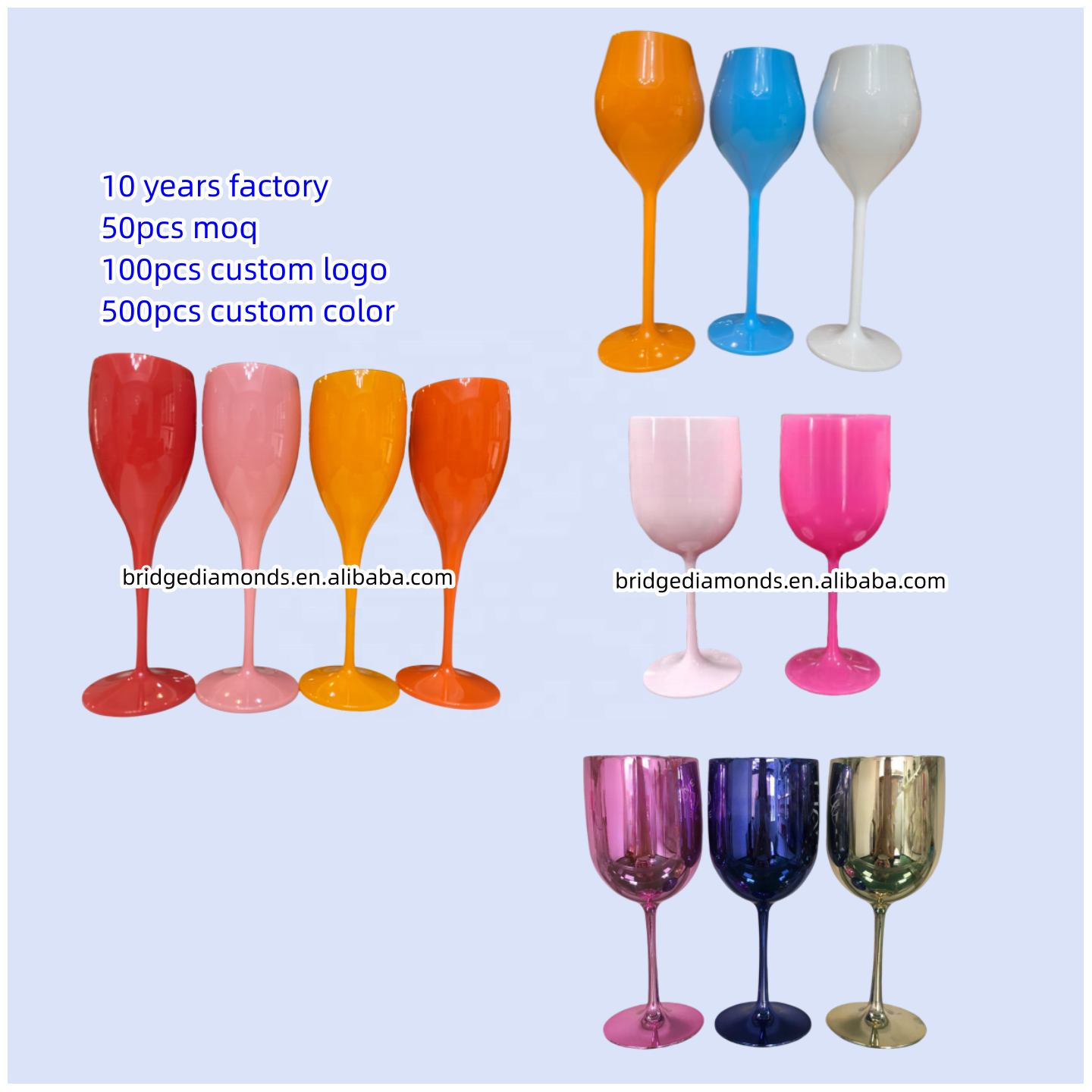 Modern luxury Minimalist pp ps acrylic Champagne Glass Flutes Plastic Wine Glasses goblets For Wedding party Camping travel
