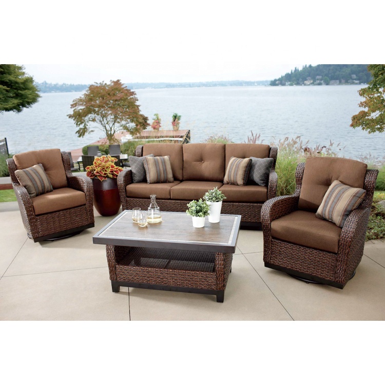 Hot Sale Rattan Wicker Outdoor Patio Furniture Garden Rattan Sofa Set For FF&E Project