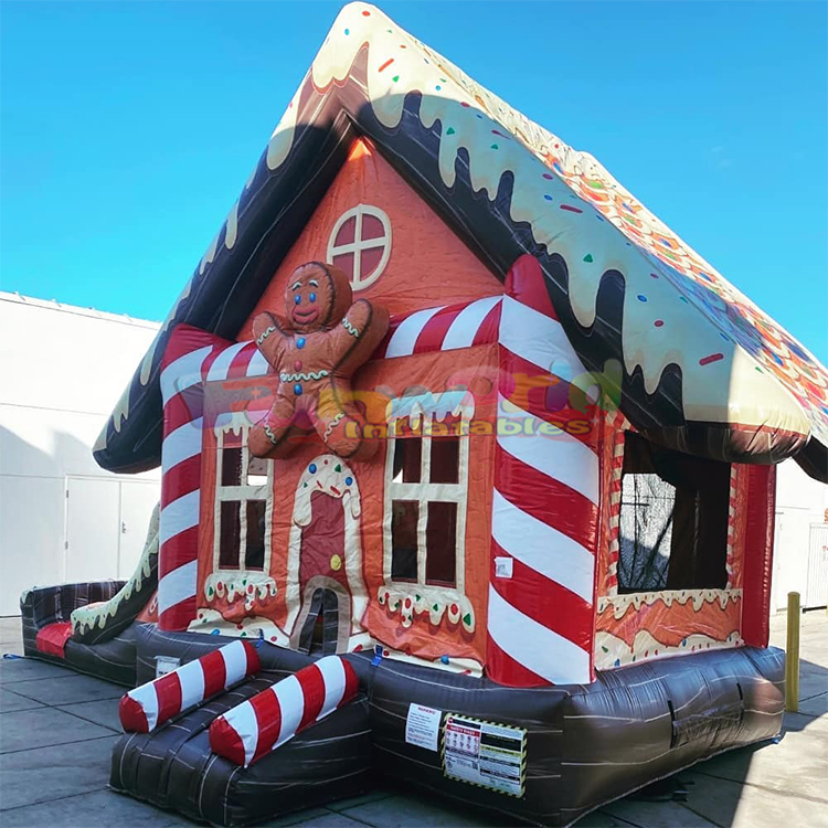 Christmas jumping castle moonwalk gonflables ginger bread candy bouncy slides moon commercial inflatable bounce house combo