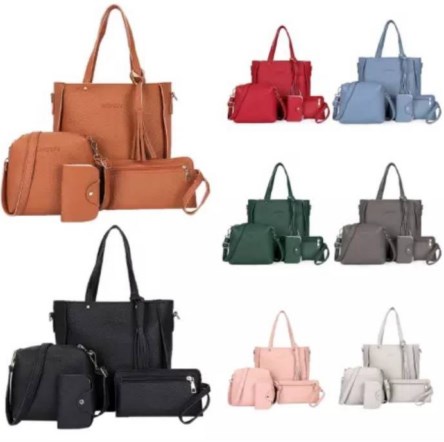 hot sale 4 in 1 pu leather Woman handbags simple big bag