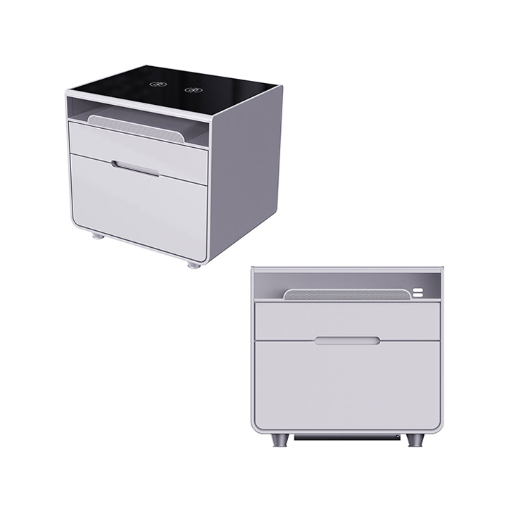 Smart Bedside Wireless Charging Nightstand With Mini Fridge Drawer