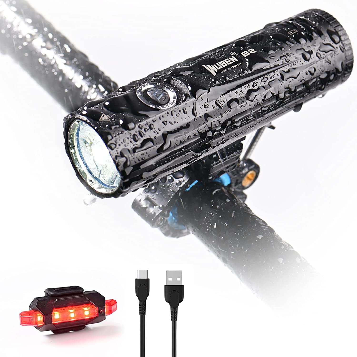 Wuben 2021 B2 1300 Lumens Bicycle Accessories Light Rechargeable Front Tail Bike Led Light