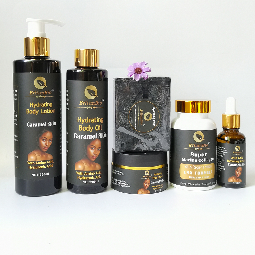 Best Private Label Luxury Skin Care Kit New Arrival Low Discount Skin Lightening Caramel Skin Care Set Brightening