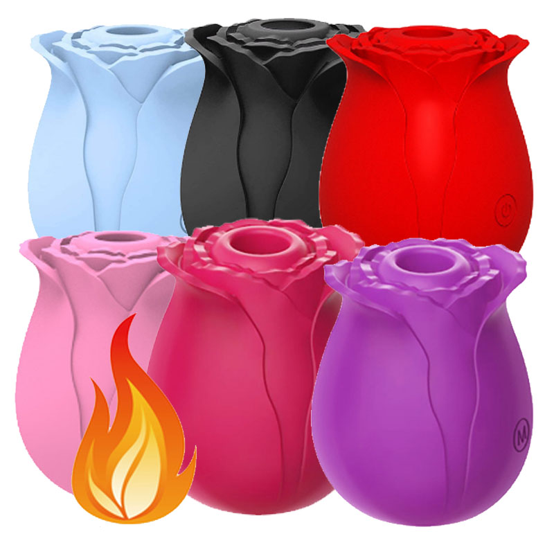 Drop Shipping Crocispot Red Yellow Black Blue Pink White Purple Color Clitoral Sucking Vibrating Sex Toy Rose Vibrator