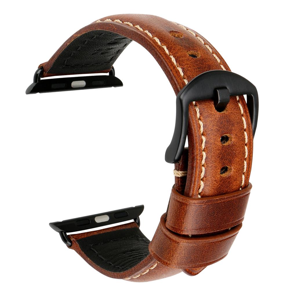 Ремешок MAIKES из вощеной кожи для Apple Watch Band 42 мм 38 мм/44 мм 40 мм Series SE 6 5 4 3 2, браслет для часов Apple Watch