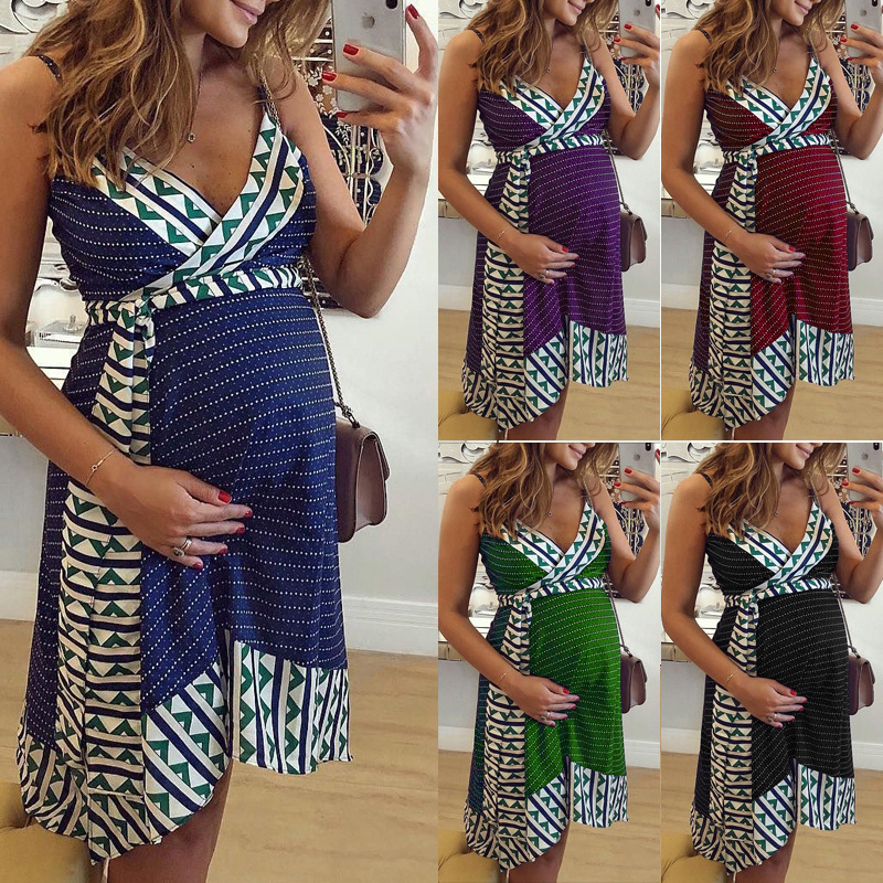 Explosions fashion trend China and the United States long women's printed sling maternity wear