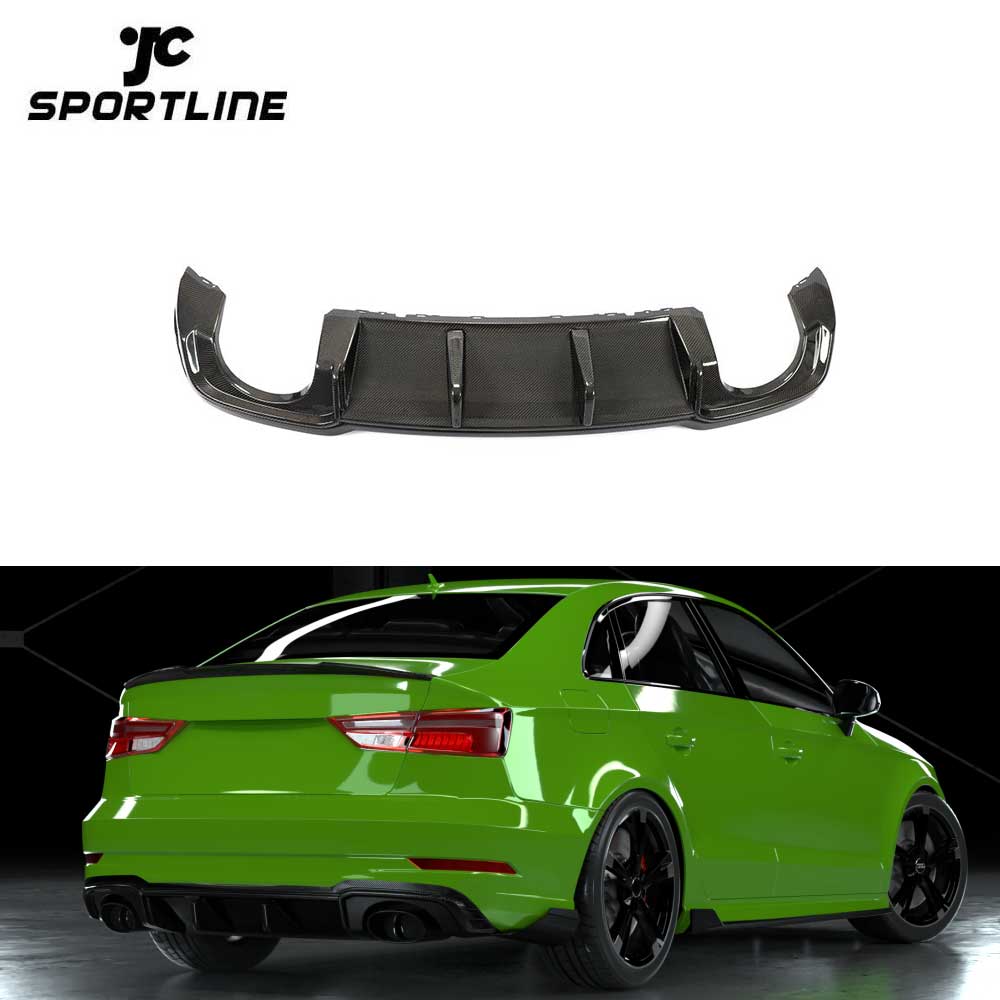 Углеродное волокно подтяжки лица RS3 задний валик губ для Audi RS3 8V седан 2017 2018 2019 2020