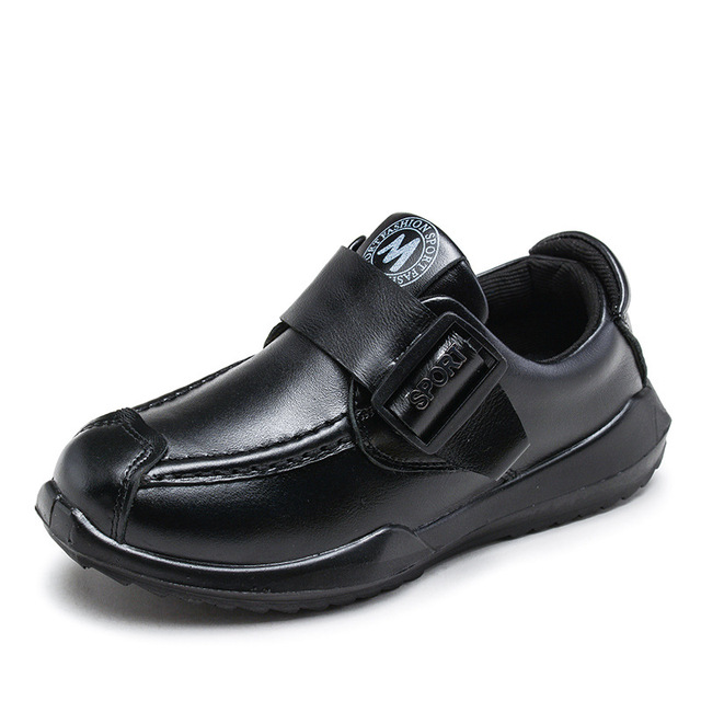 Cowhide single shoe boys black genuine leather children's dress shoes