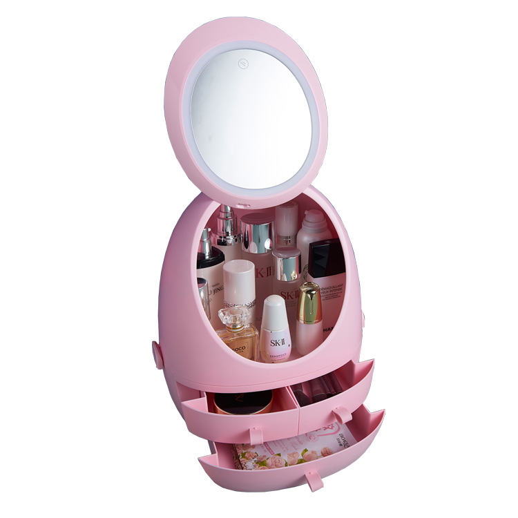 Amazon Wholesale Separate Large Capacity Jewelry Box Hd Cosmetic Mirror Cosmetic Storage Box Makeup Mirror Desktop Mirror Silver