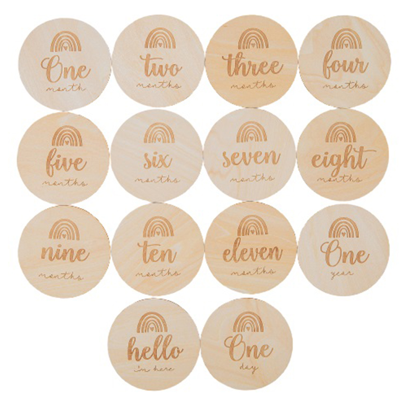 2020 most popular customized baby birth gift rainbow milestone wood chips blocks