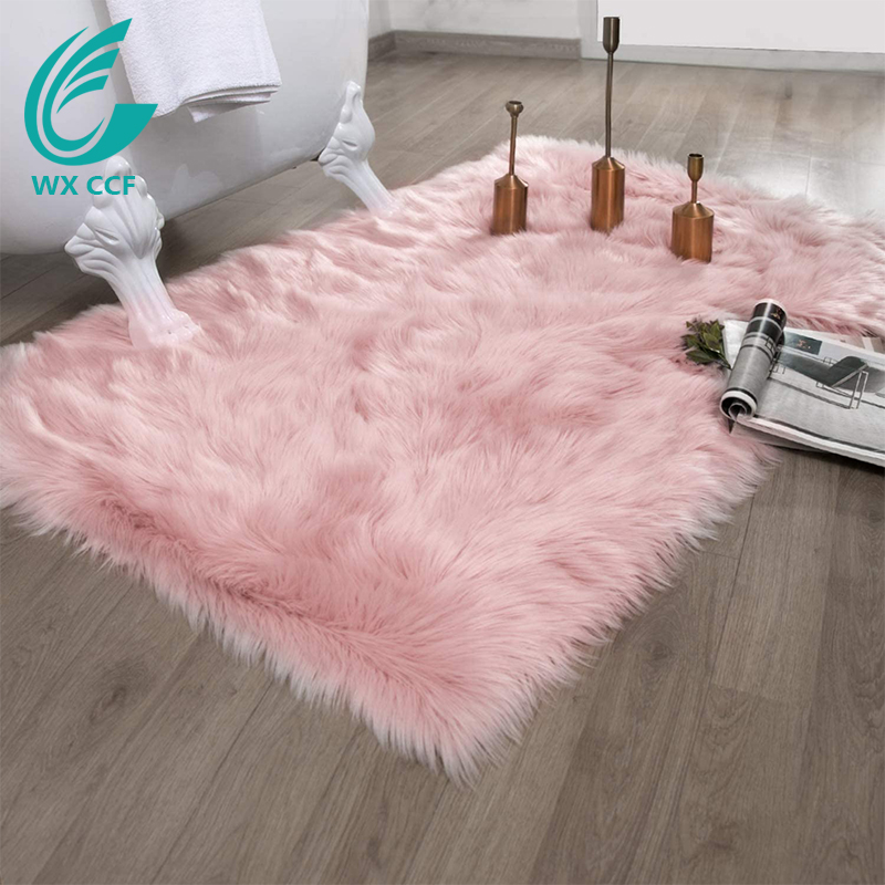 WXCCF Factory price beautiful long pile shaggy fluffy soft artificial sheepskin fur rug and carpets for living room