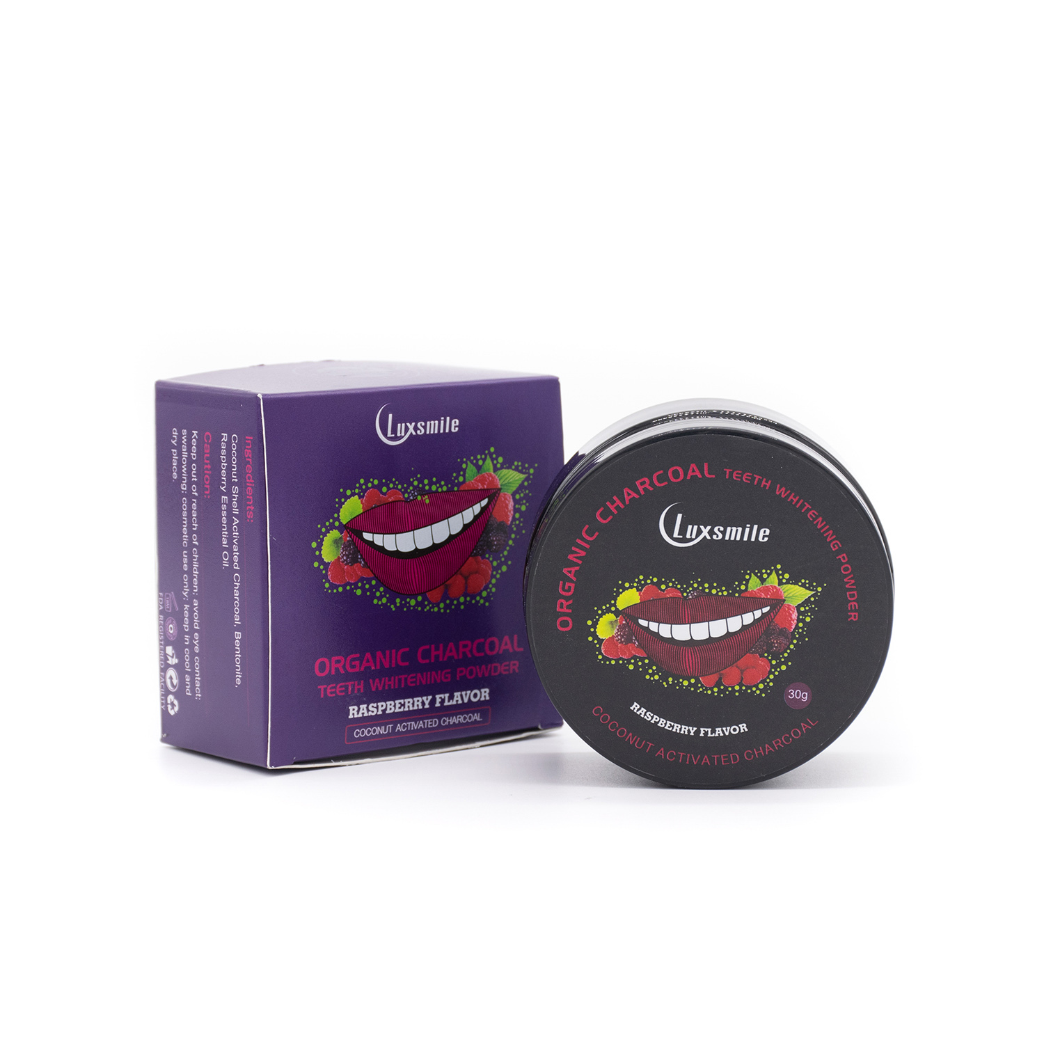 Luxsmile органический уголь Отбеливание зубов порошок raspberry вкус