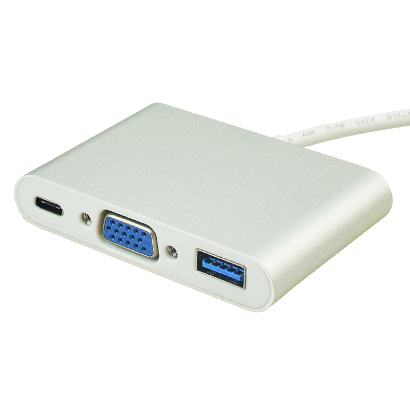 Цена от производителя 3 в 1 Тип C к VGA + PD + USB3.0 high speed usb hub адаптер
