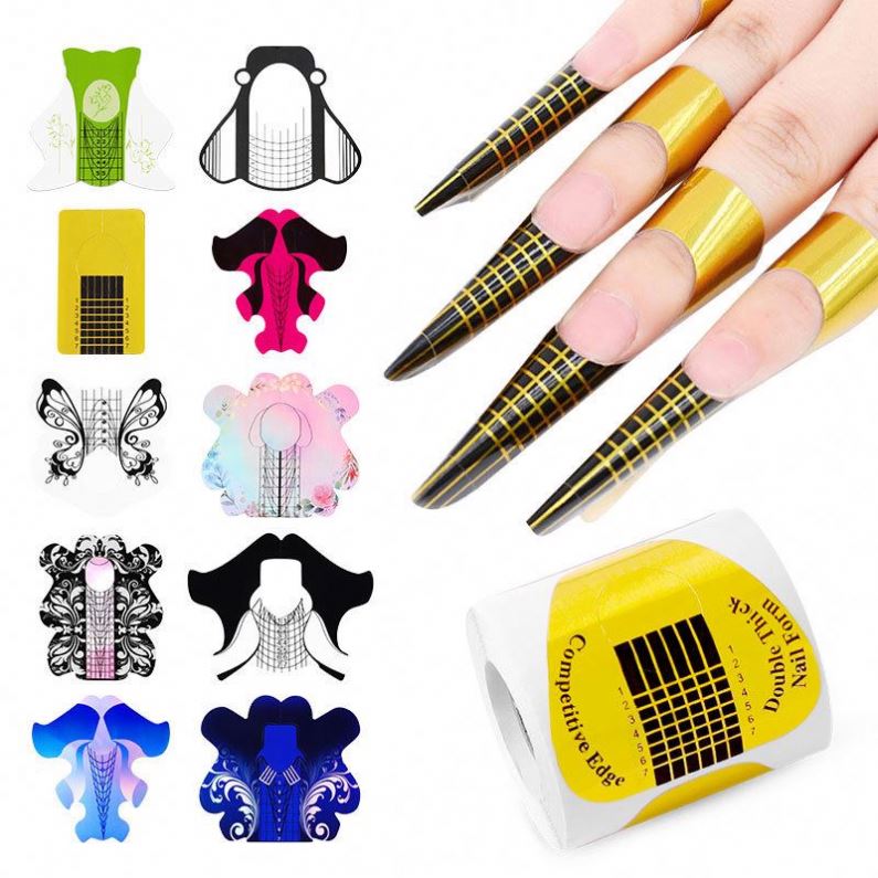100Pcs Butterfly Fish Shape Nail Art Tips Form Extension Guide Sticker French Diy Acrylic Uv Gel Manicure Tool