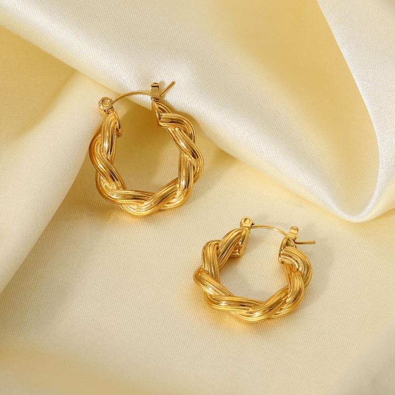 INS/Лидер продаж, женские серьги-обручи 18K, позолота, нержавеющая сталь, двойной твист с не сужающимся книзу массивным Хооп Серьги для женщин