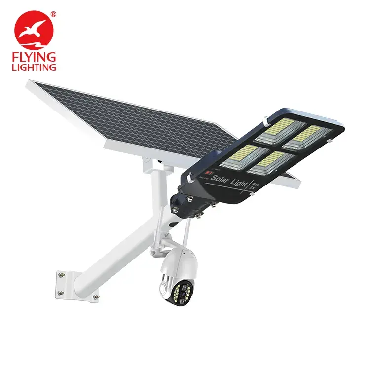Outdoor Waterproof 100W 300W Garden Integrated LED Solar Street Light With CCTV Security Camera 4G