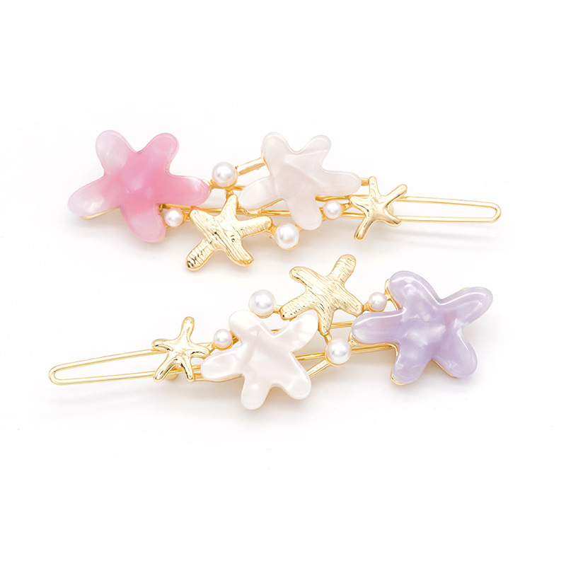 Wholesale Acetate Girl Star Design Pearl Color Designer Custom Cute Kids Hair Pins Clips Jewelry