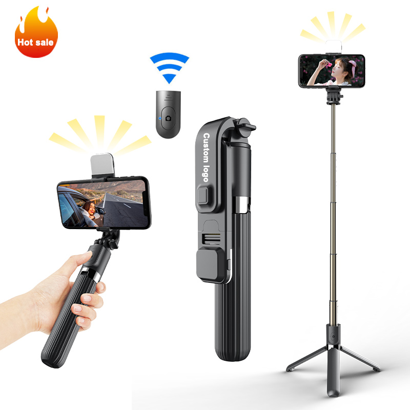 3 in 1 Aluminum Smartphone Selfie Stick with Wireless Remote and Tripod Stand 360 Rotation with Fill Light L03S