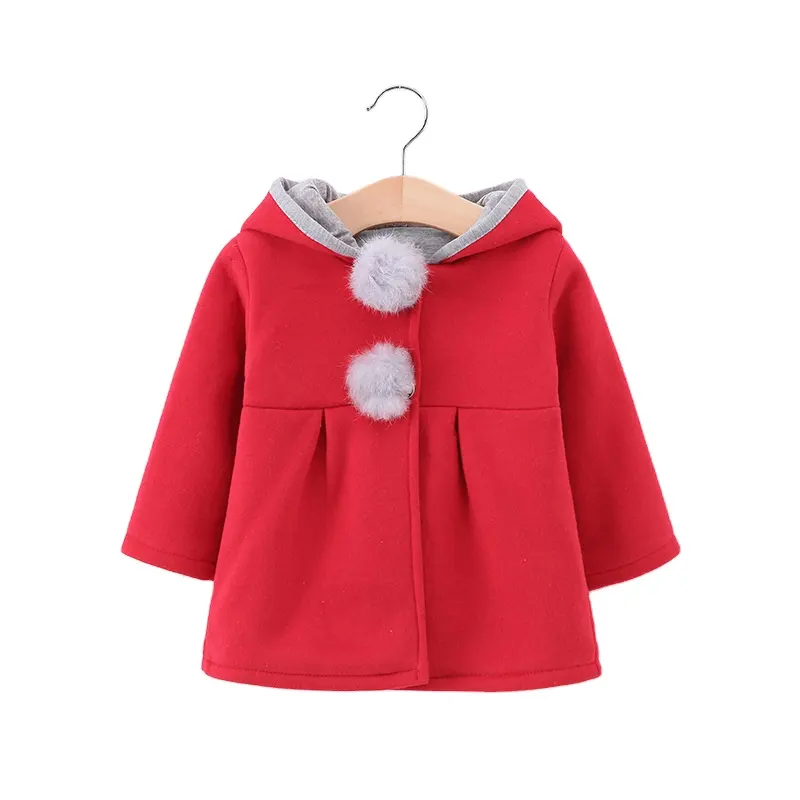 Оптовая продажа, теплая одежда для новорожденных, пальто с капюшоном для девочек, вязаная детская одежда, зимнее пальто для маленьких девочек