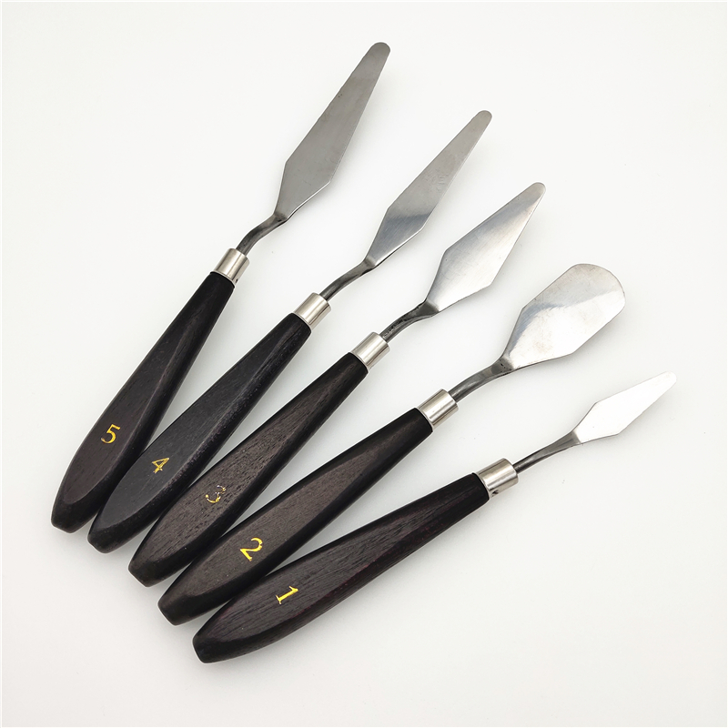 SEABO 5pcs Painting Tools Wood Handle Palette Knife Spatula